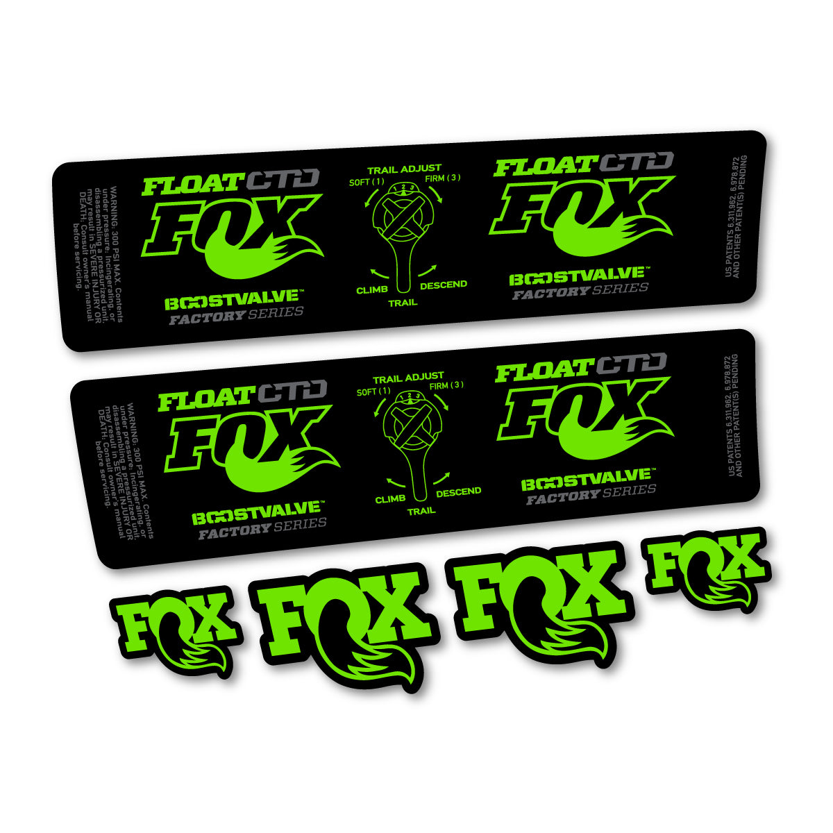 Compatible Stickers for Fox Float CTD 2015, Shock Absorber vinyl decals - Apple Green