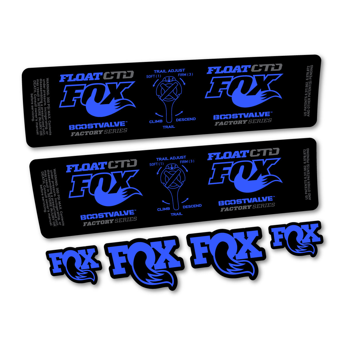 Compatible Stickers for Fox Float CTD 2015, Shock Absorber vinyl decals - Medium Blue