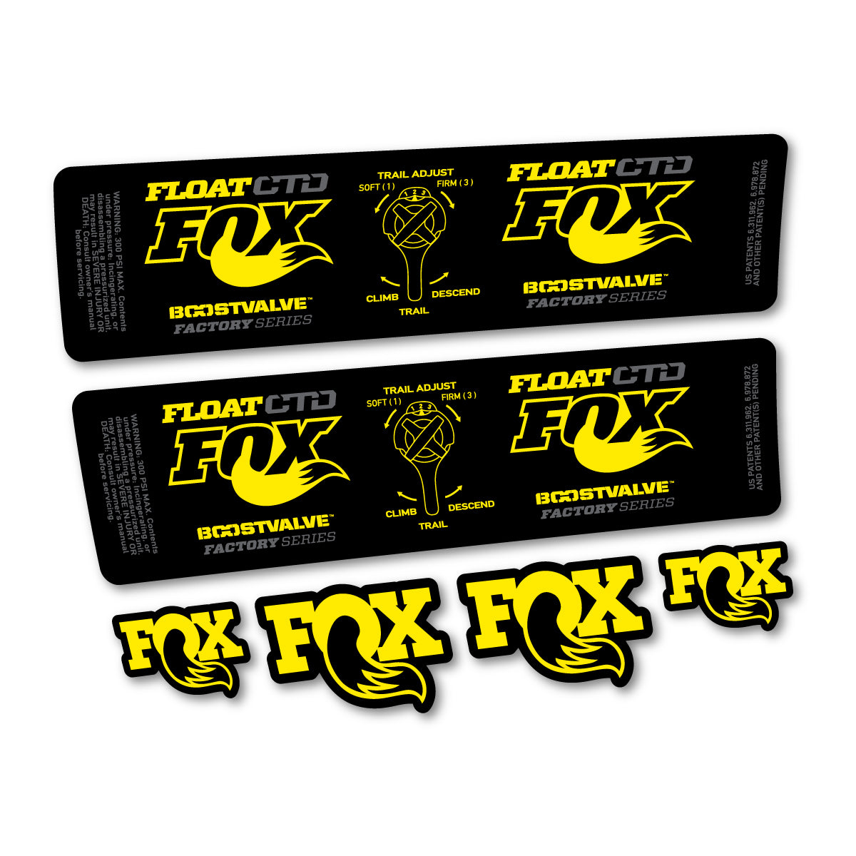 Compatible Stickers for Fox Float CTD 2015, Shock Absorber vinyl decals - Yellow