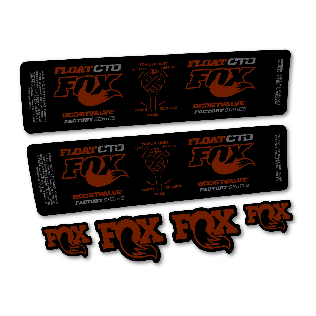 Compatible Stickers for Fox Float CTD 2015, Shock Absorber vinyl decals - Brown