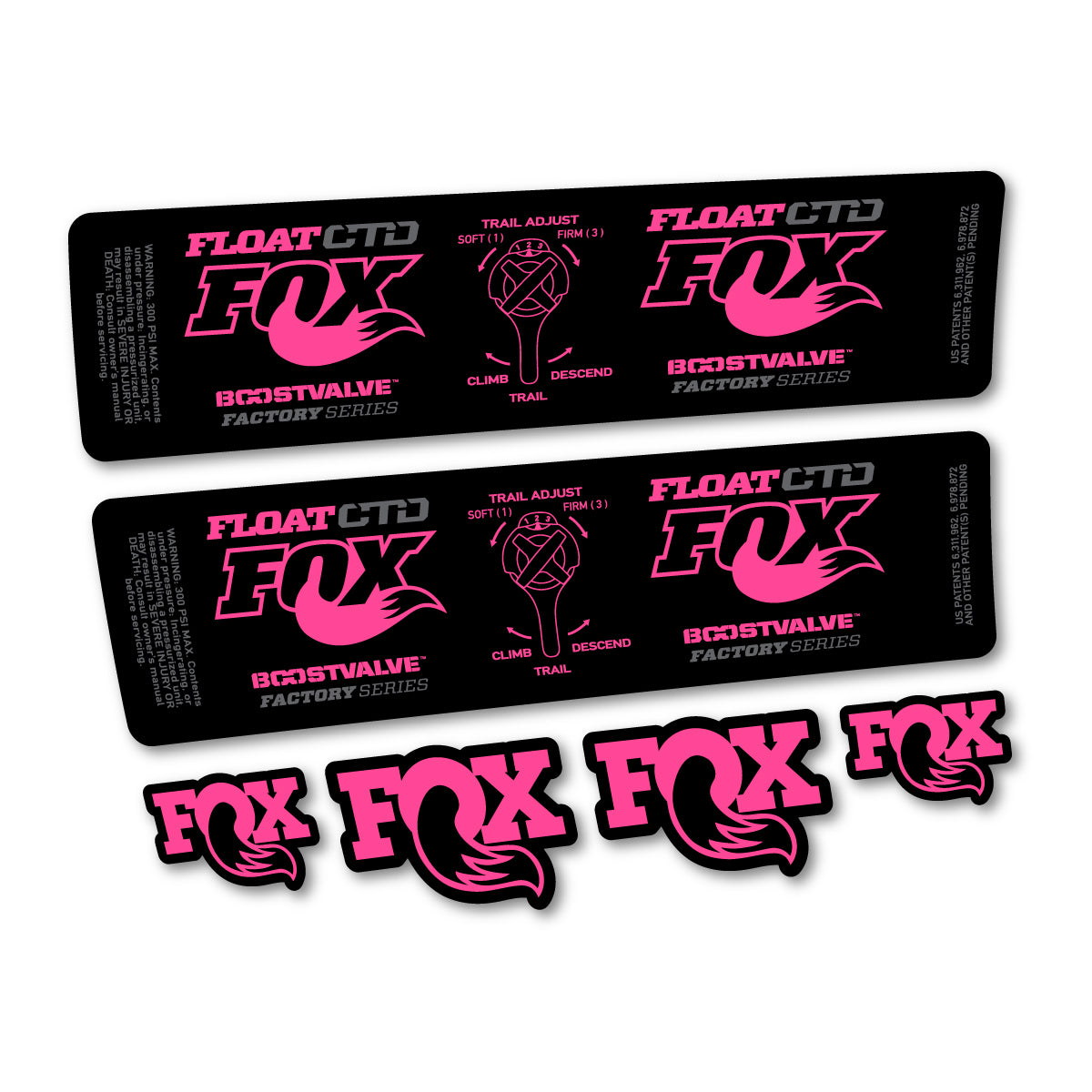 Compatible Stickers for Fox Float CTD 2015, Shock Absorber vinyl decals - Bubblegum Pink