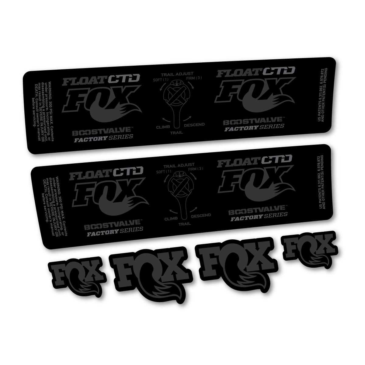 Compatible Stickers for Fox Float CTD 2015, Shock Absorber vinyl decals - Very Dark Grey