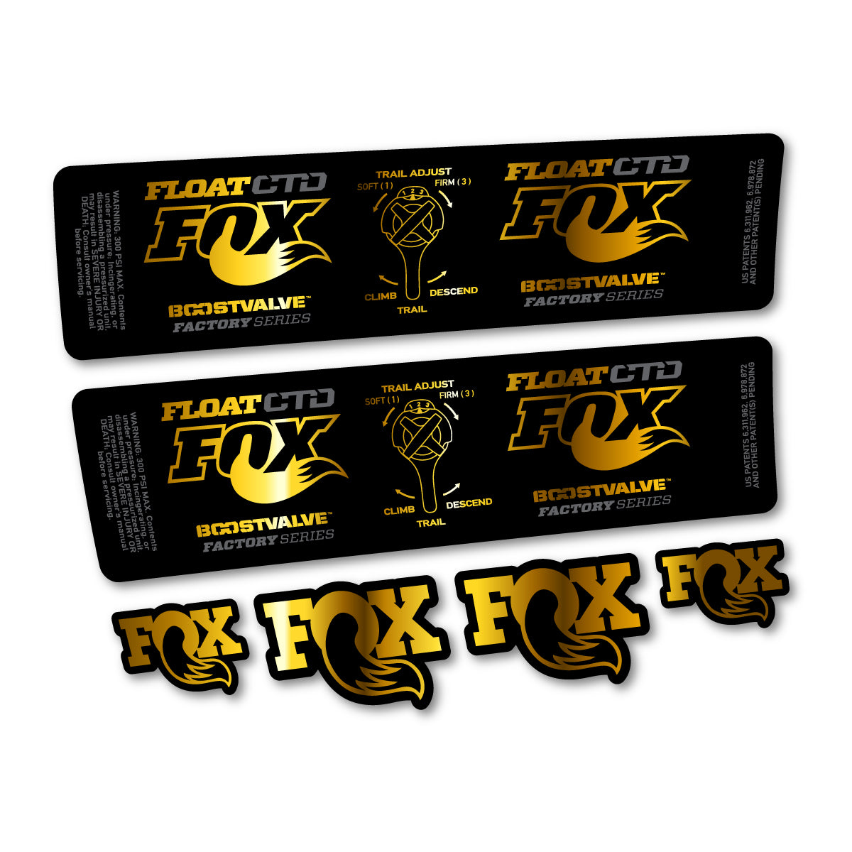 Compatible Stickers for Fox Float CTD 2015, Shock Absorber vinyl decals - Chrome Gold