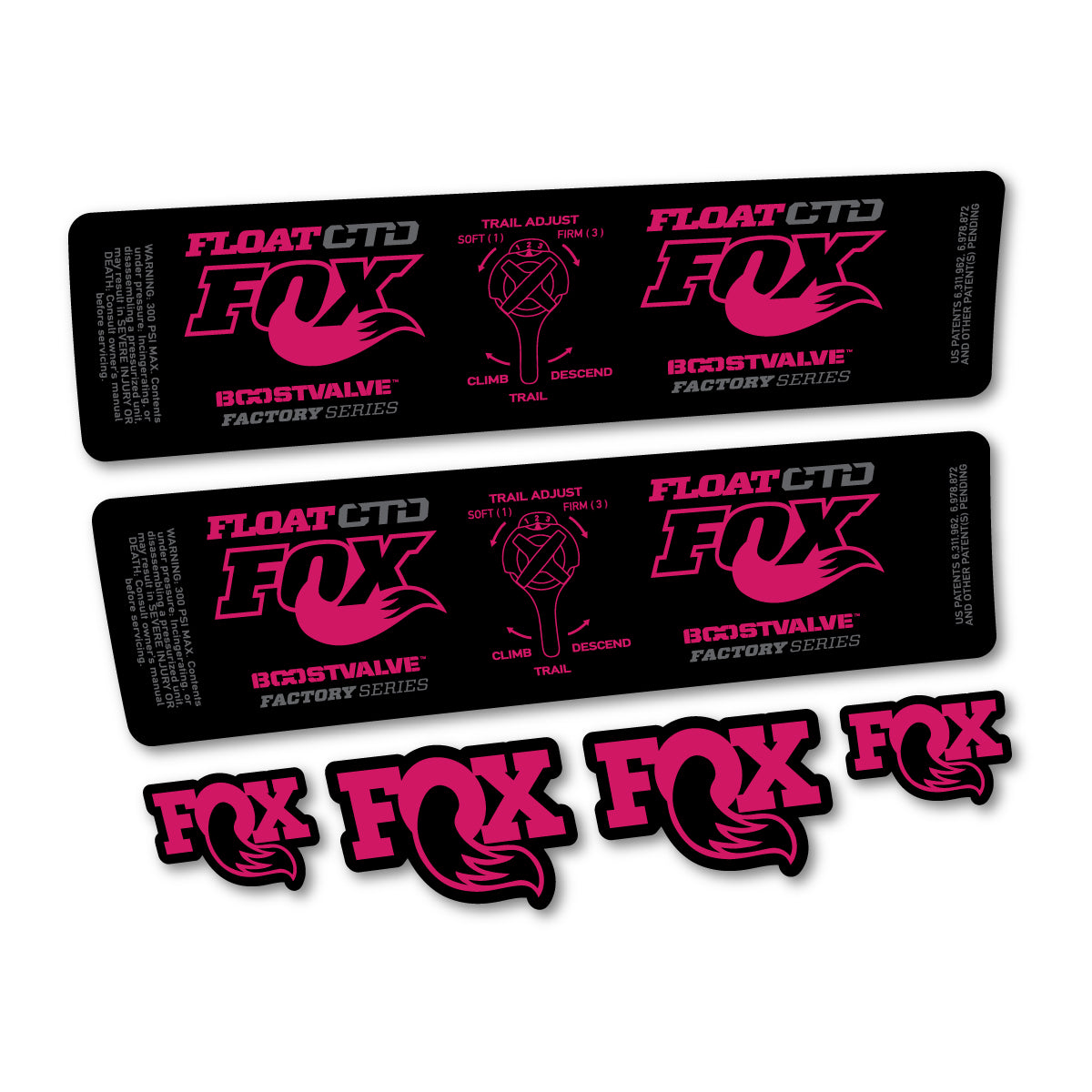 Compatible Stickers for Fox Float CTD 2015, Shock Absorber vinyl decals - Dark Pink