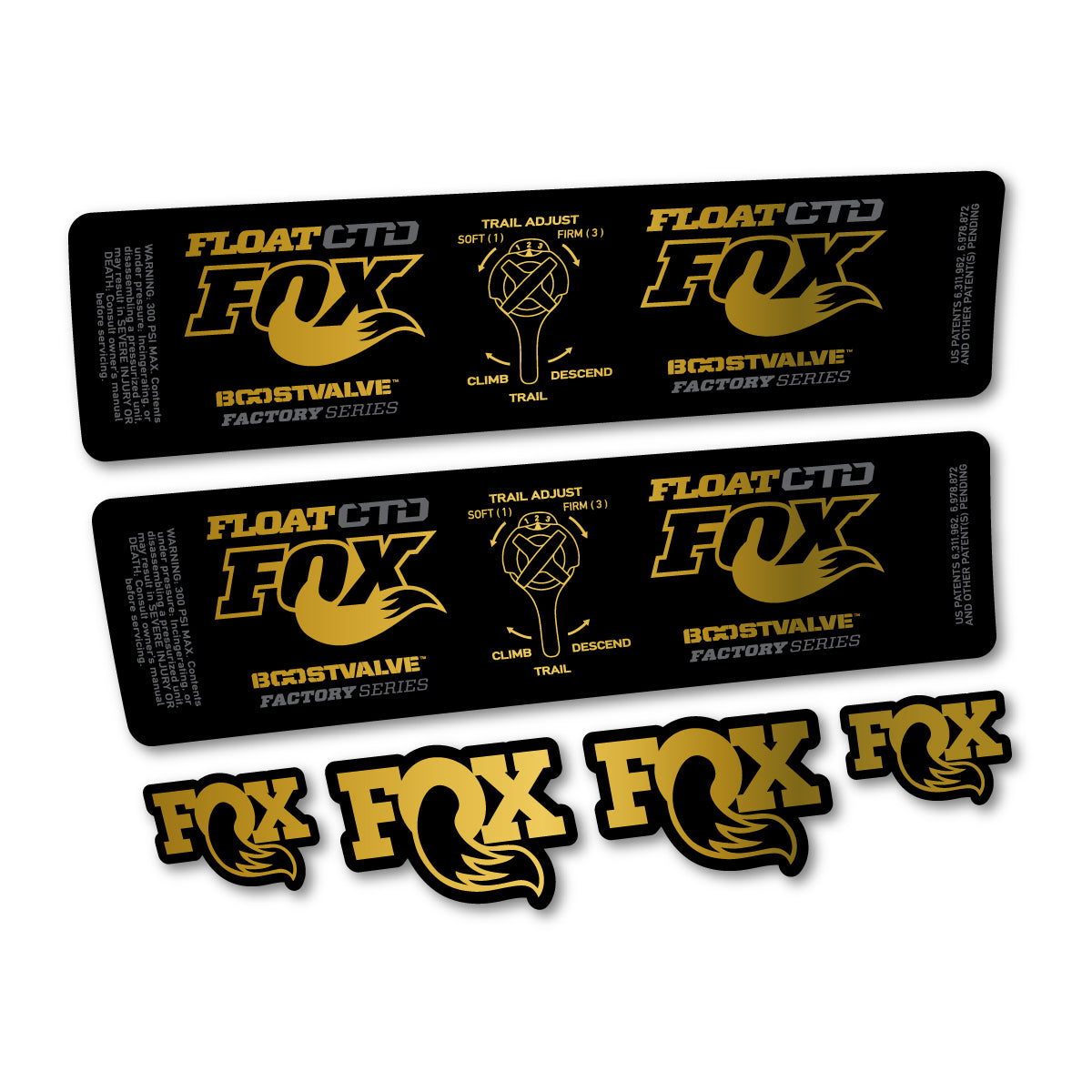 Compatible Stickers for Fox Float CTD 2015, Shock Absorber vinyl decals - Gold