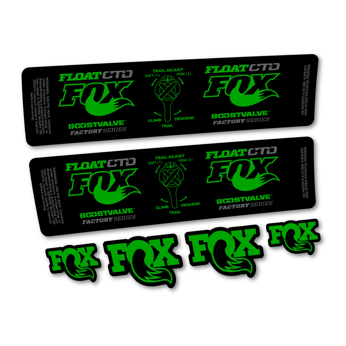 Compatible Stickers for Fox Float CTD 2015, Shock Absorber vinyl decals - Green