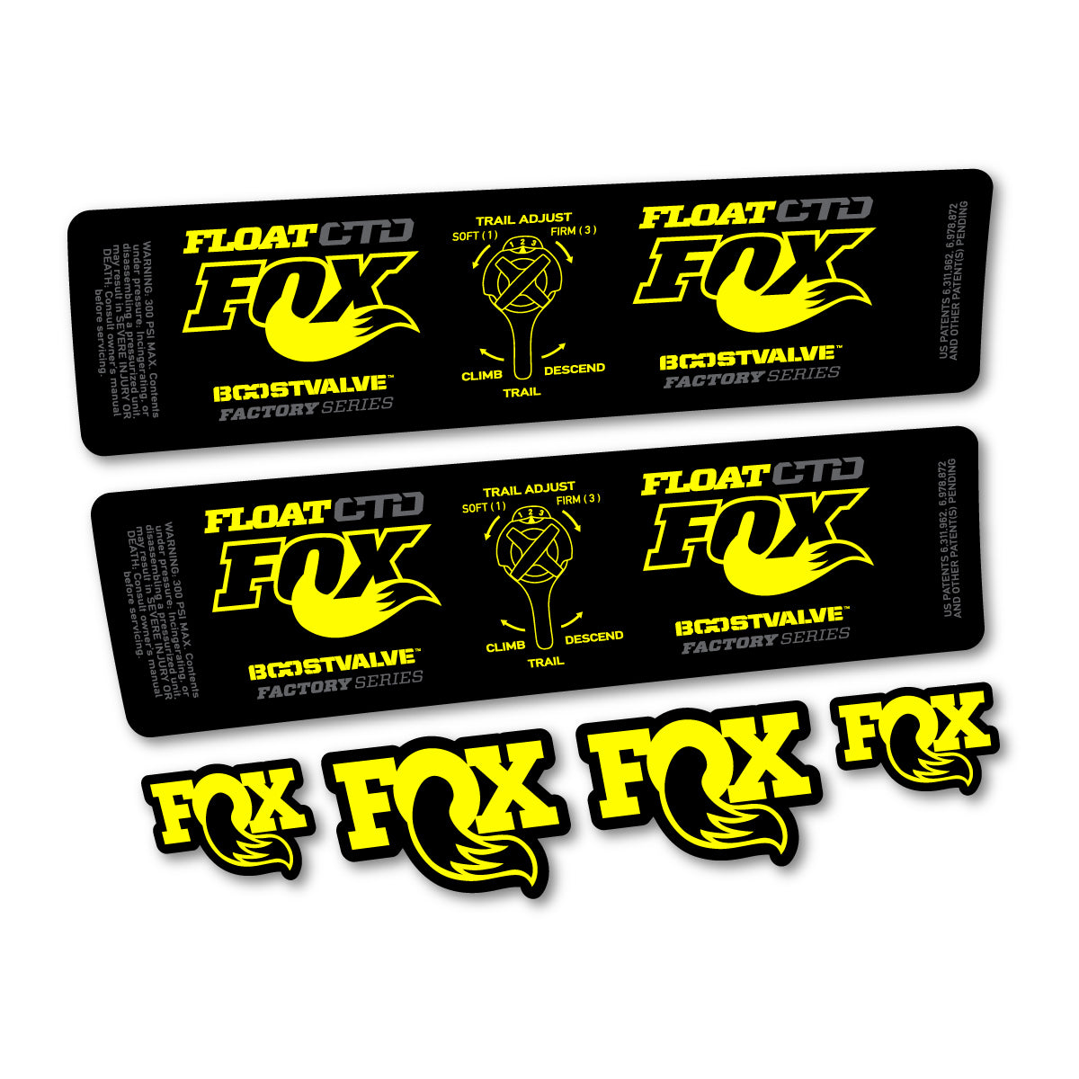 Compatible Stickers for Fox Float CTD 2015, Shock Absorber vinyl decals - Lemon Yellow