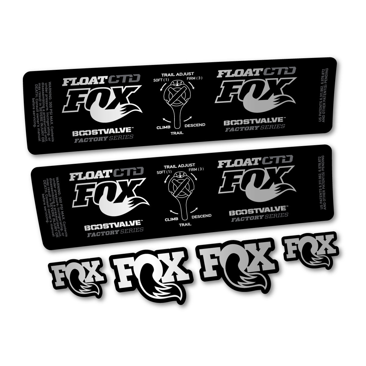 Compatible Stickers for Fox Float CTD 2015, Shock Absorber vinyl decals - Light Silver