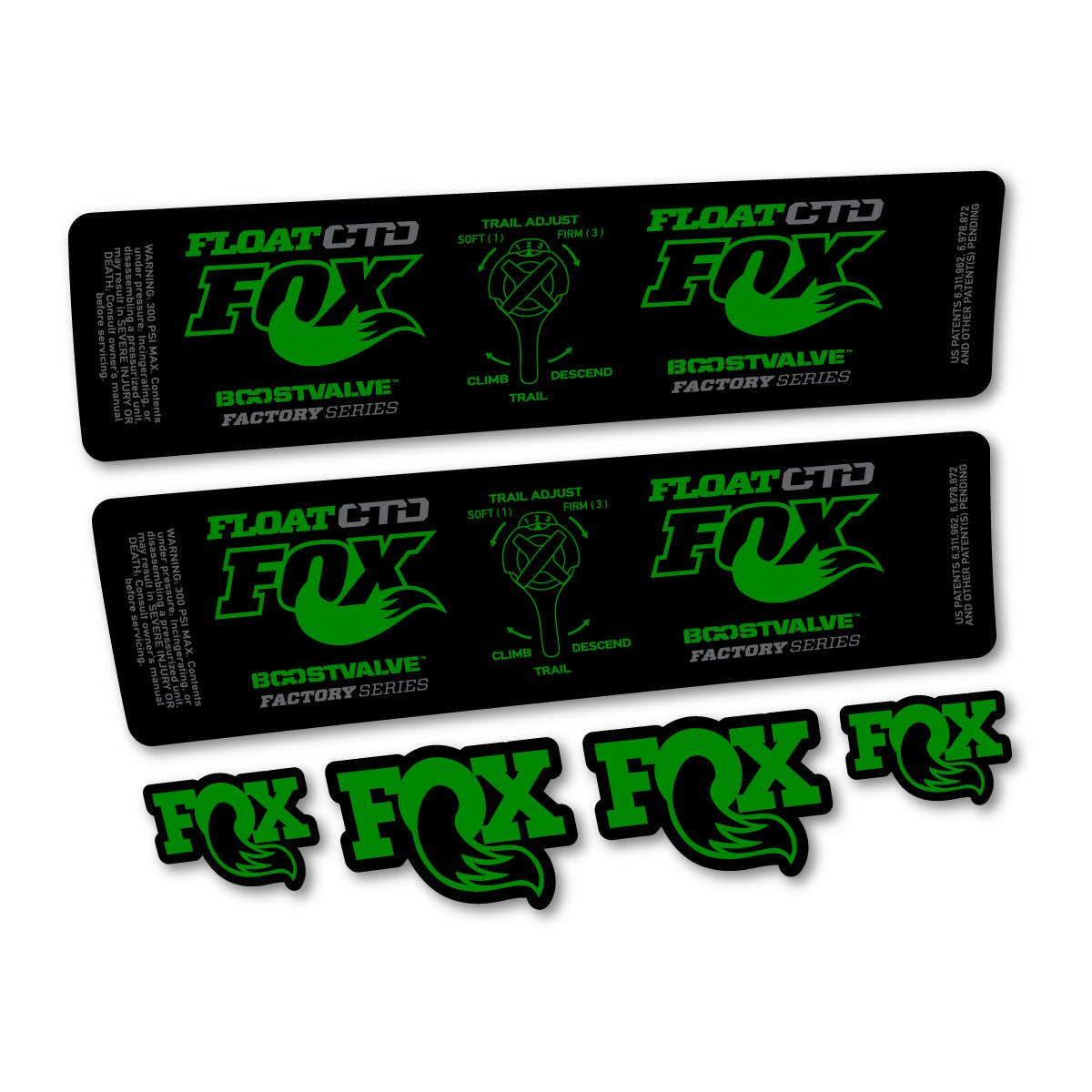 Compatible Stickers for Fox Float CTD 2015, Shock Absorber vinyl decals - Medium Green