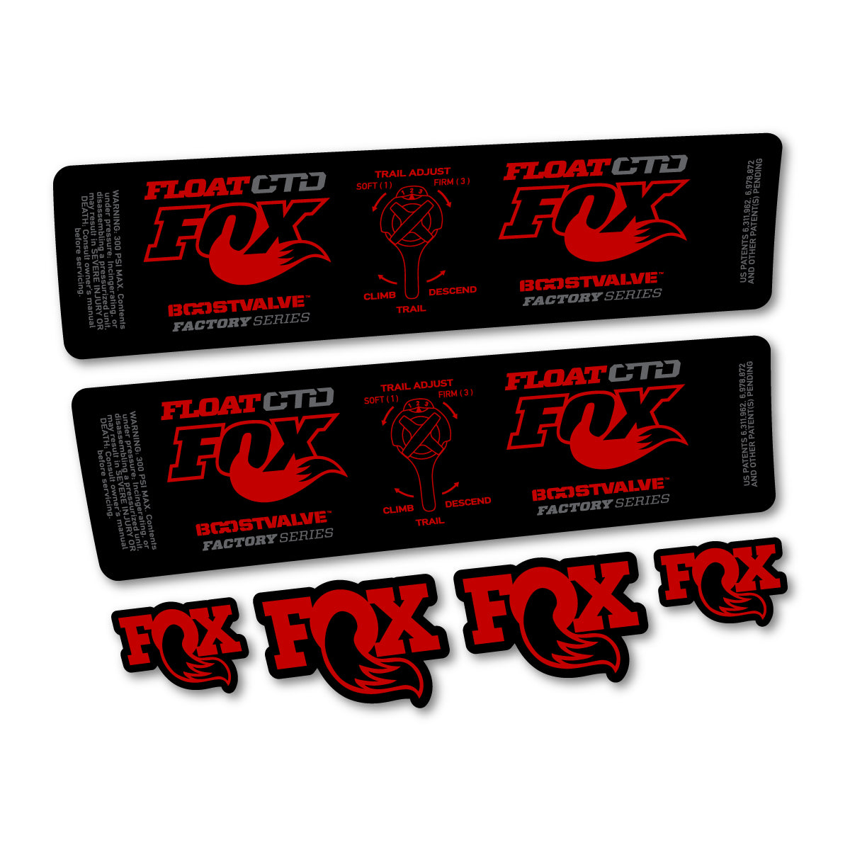 Compatible Stickers for Fox Float CTD 2015, Shock Absorber vinyl decals - Medium Red