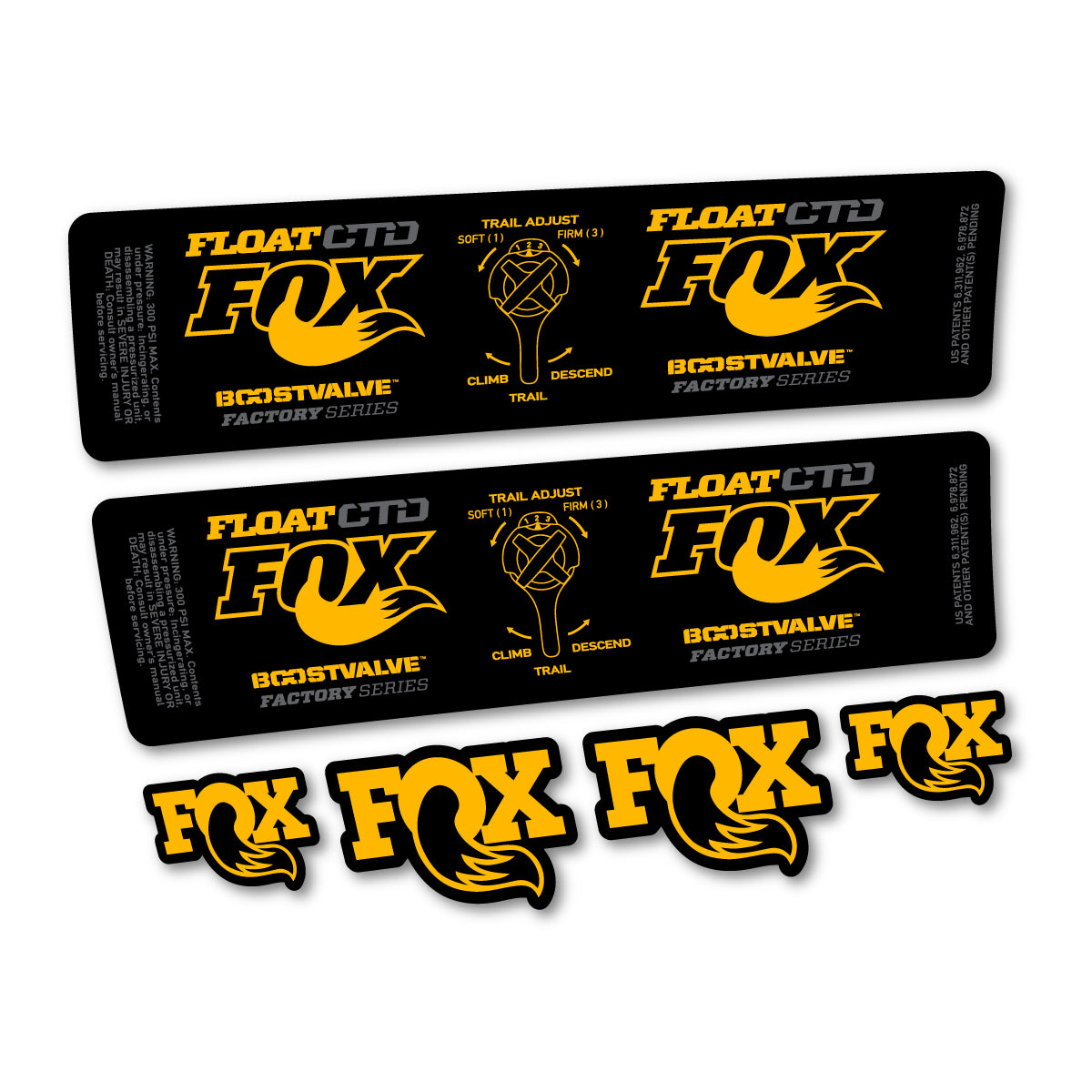 Compatible Stickers for Fox Float CTD 2015, Shock Absorber vinyl decals - Medium Yellow