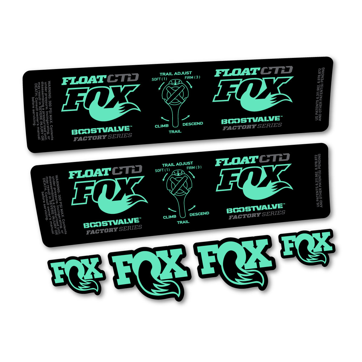 Compatible Stickers for Fox Float CTD 2015, Shock Absorber vinyl decals - Mint
