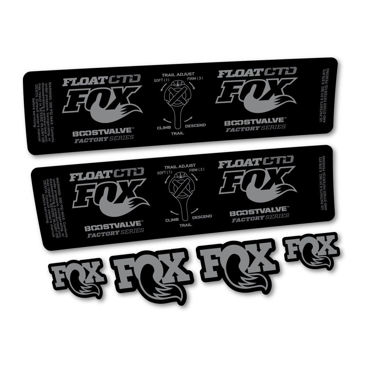 Compatible Stickers for Fox Float CTD 2015, Shock Absorber vinyl decals - Traffic Grey