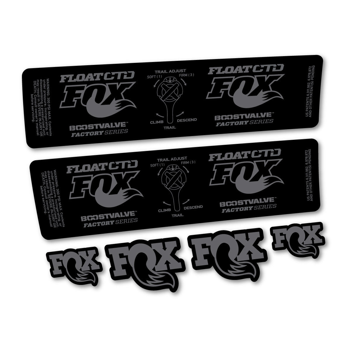 Compatible Stickers for Fox Float CTD 2015, Shock Absorber vinyl decals - Medium Grey