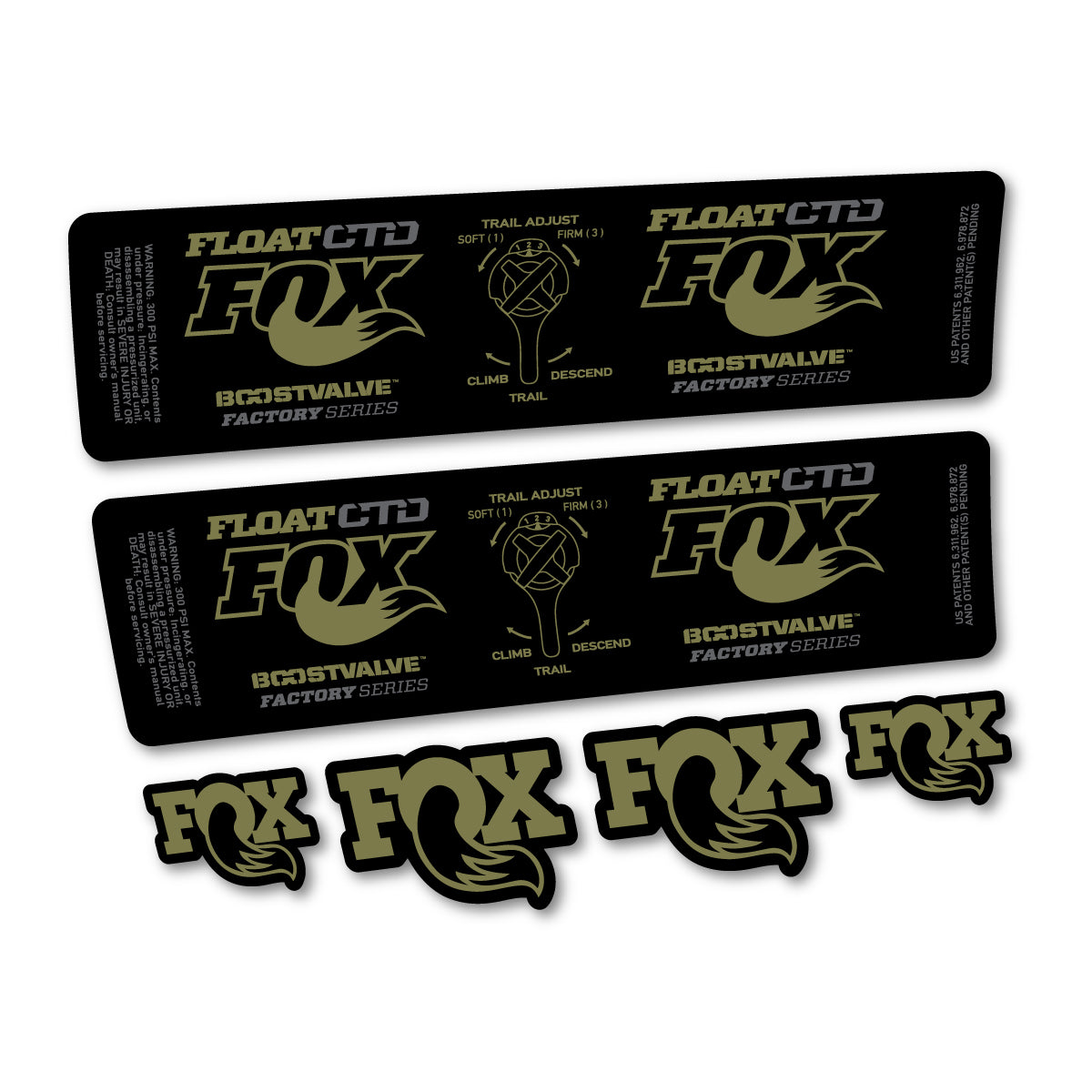 Compatible Stickers for Fox Float CTD 2015, Shock Absorber vinyl decals - Khaki