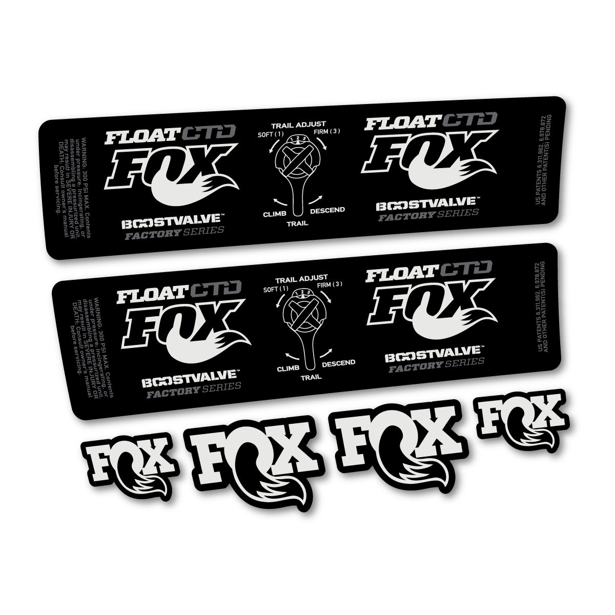 Compatible Stickers for Fox Float CTD 2015, Shock Absorber vinyl decals - Pearl Grey