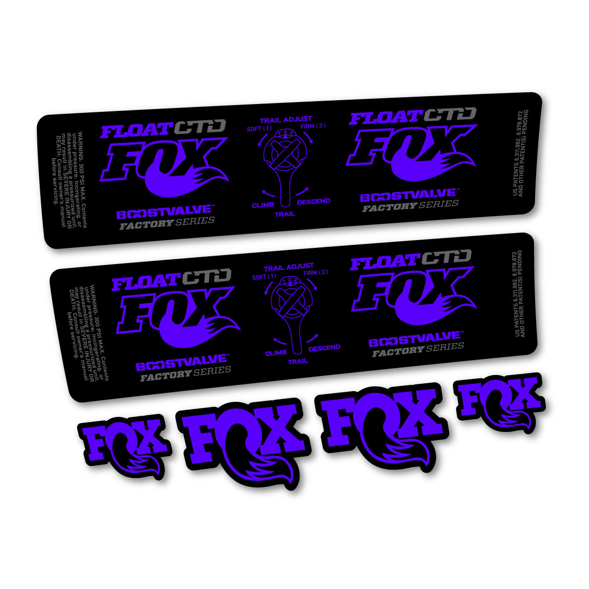 Compatible Stickers for Fox Float CTD 2015, Shock Absorber vinyl decals - Reflex Blue