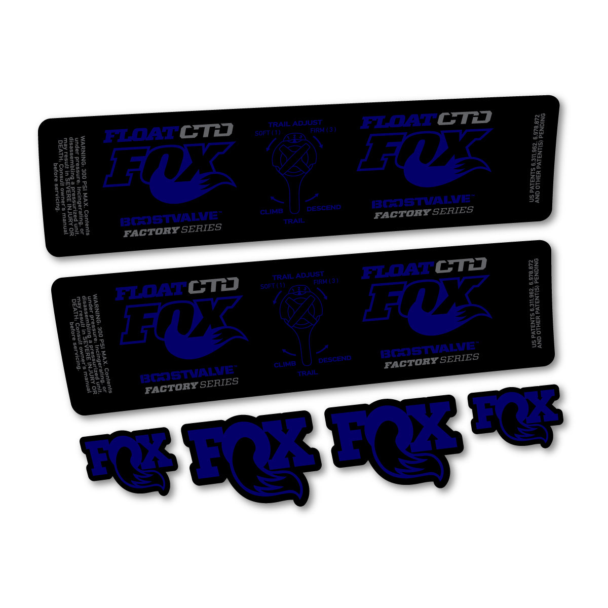 Compatible Stickers for Fox Float CTD 2015, Shock Absorber vinyl decals - Scandinavian Blue
