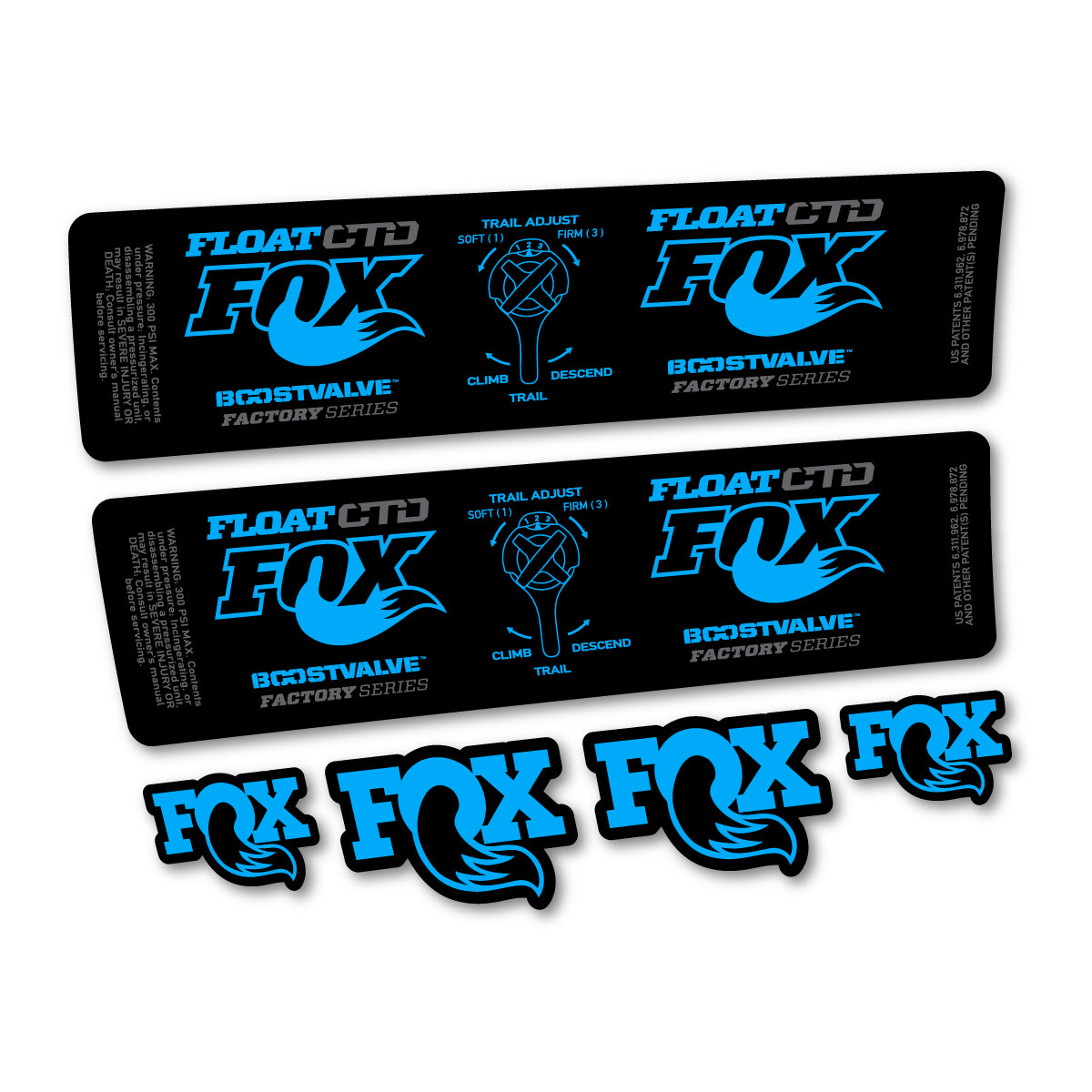 Compatible Stickers for Fox Float CTD 2015, Shock Absorber vinyl decals - Light Blue