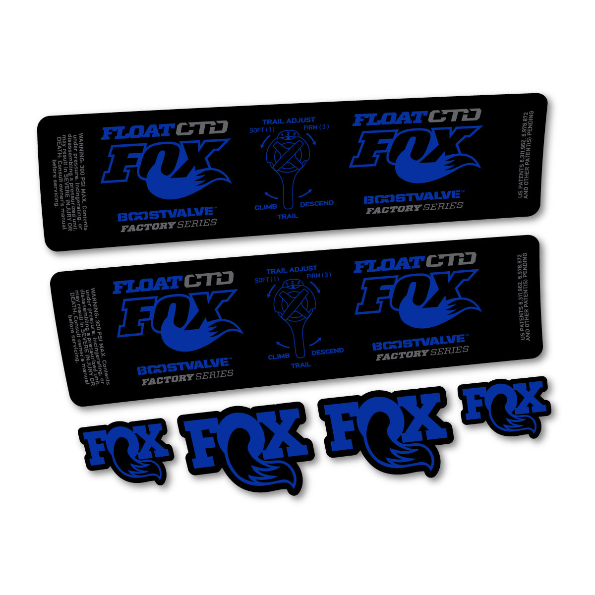 Compatible Stickers for Fox Float CTD 2015, Shock Absorber vinyl decals - Ultramarine Blue