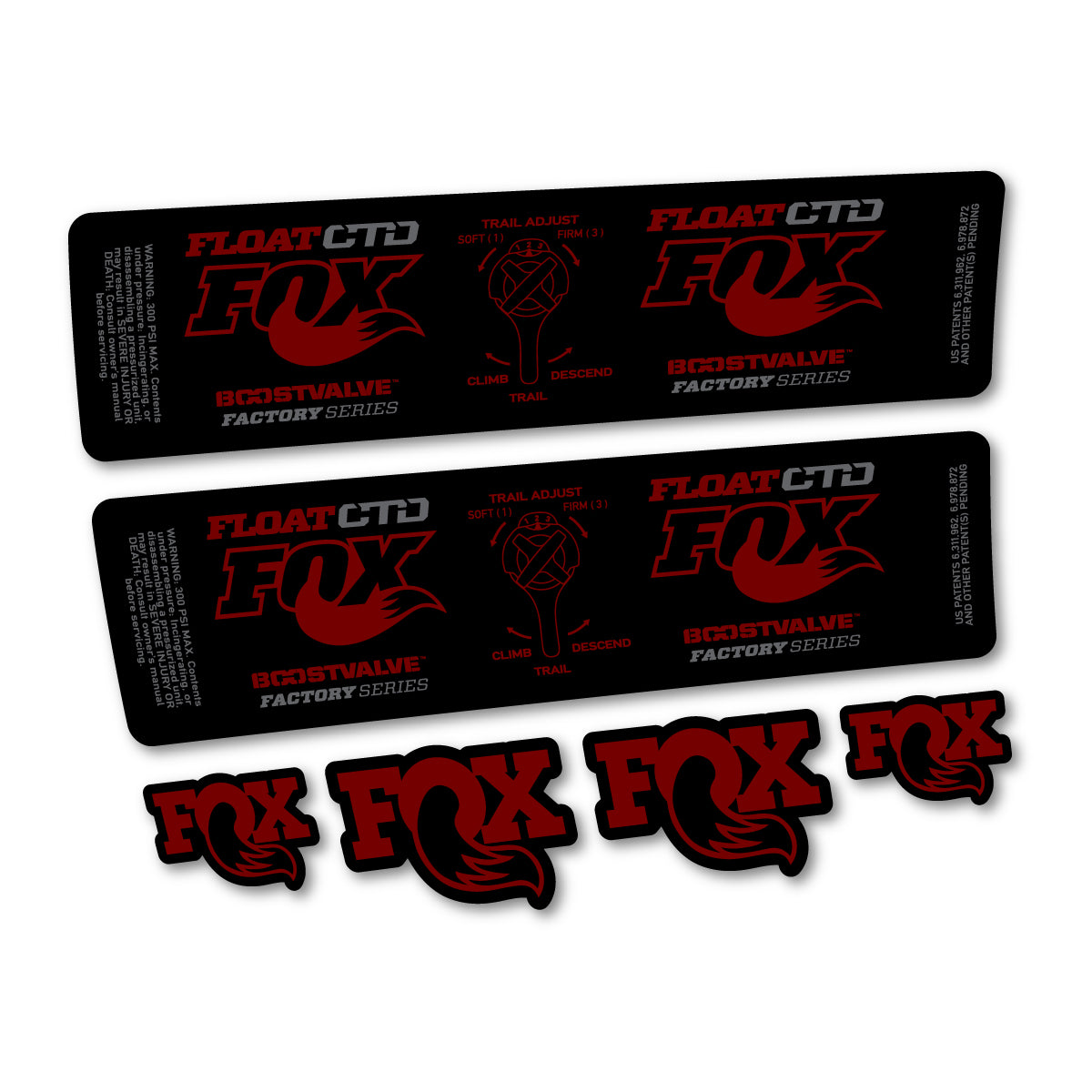Compatible Stickers for Fox Float CTD 2015, Shock Absorber vinyl decals - Very Dark Red