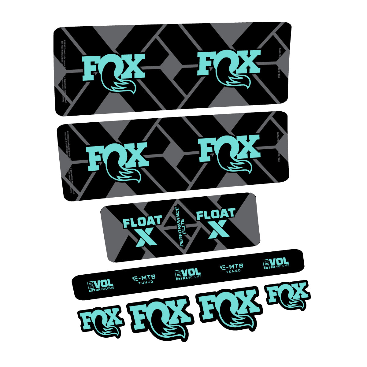 Compatible Stickers for Fox Float X Performance Elite E-MTB 2027, Shock Absorber vinyl decals - Blue Green