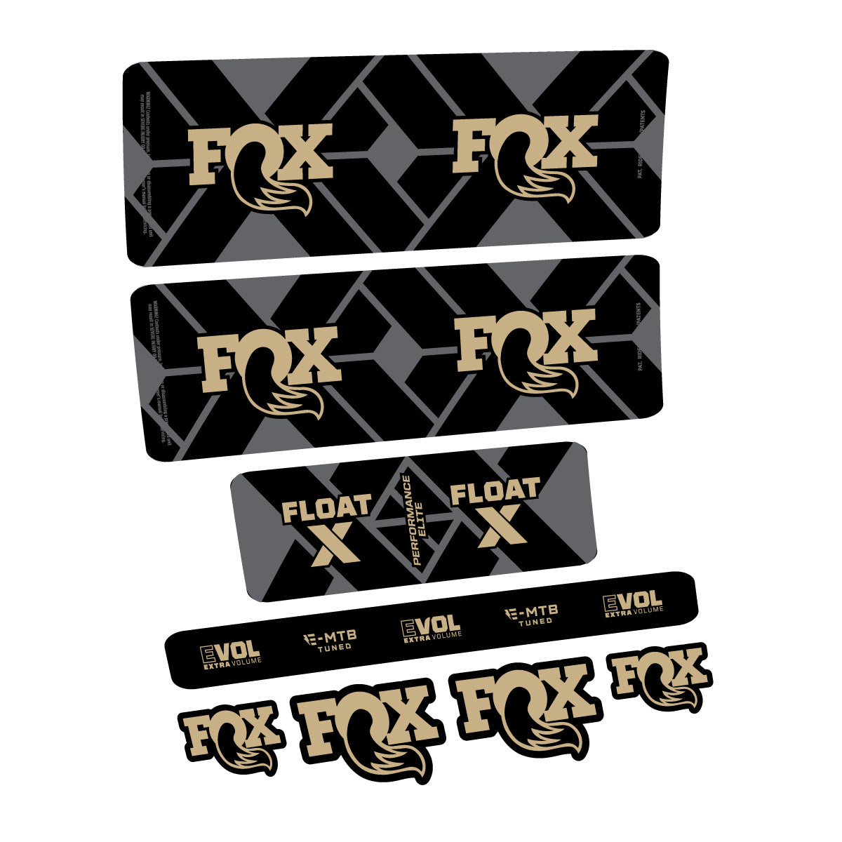 Compatible Stickers for Fox Float X Performance Elite E-MTB 2027, Shock Absorber vinyl decals - Sand