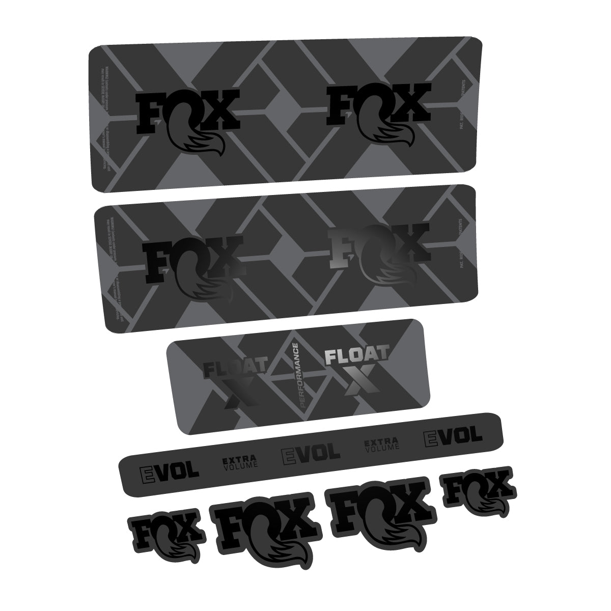 Compatible Stickers for Fox Float X Performance 2027, Shock Absorber vinyl decals - Black