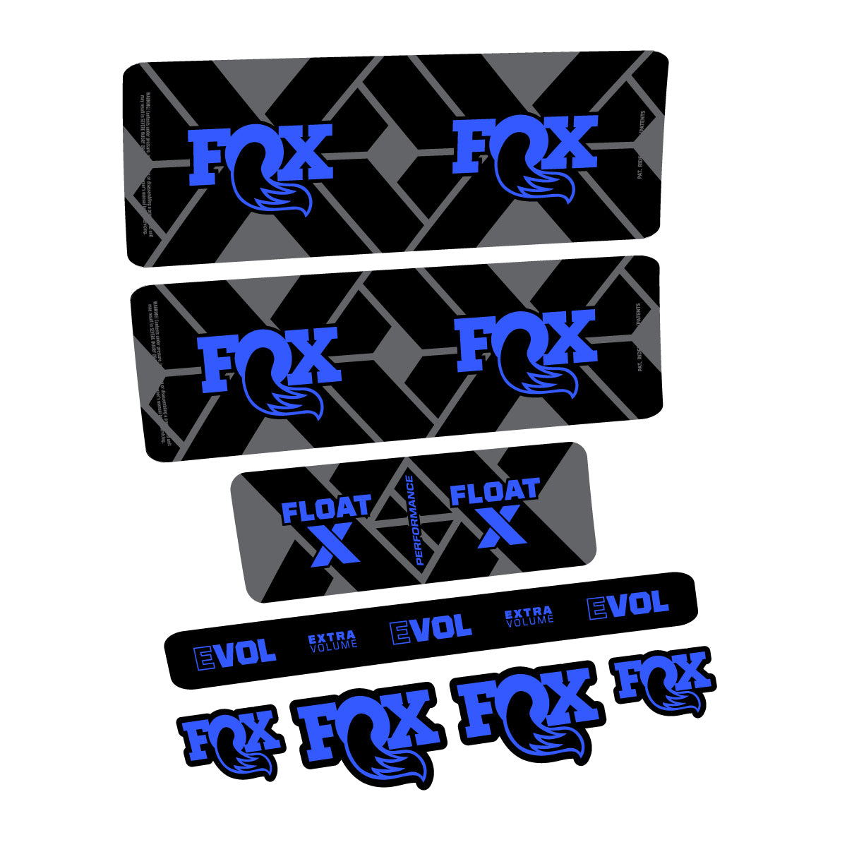 Compatible Stickers for Fox Float X Performance 2027, Shock Absorber vinyl decals - Medium Blue