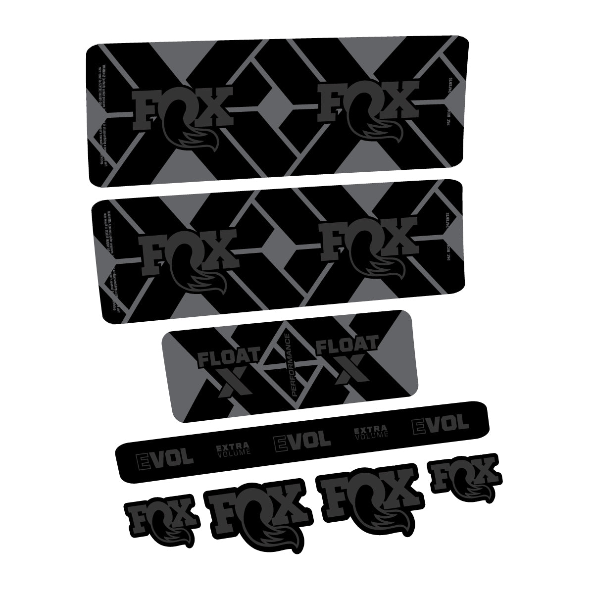 Compatible Stickers for Fox Float X Performance 2027, Shock Absorber vinyl decals - Very Dark Grey