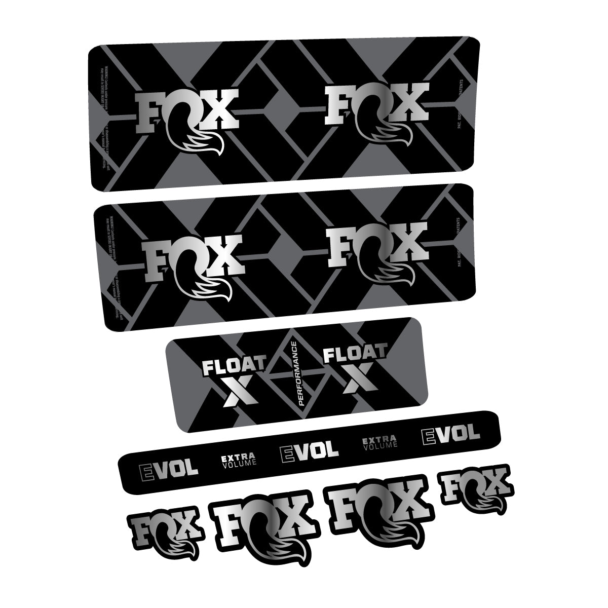 Compatible Stickers for Fox Float X Performance 2027, Shock Absorber vinyl decals - Chrome Silver
