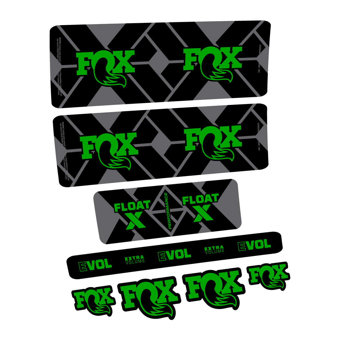 Compatible Stickers for Fox Float X Performance 2027, Shock Absorber vinyl decals - Green