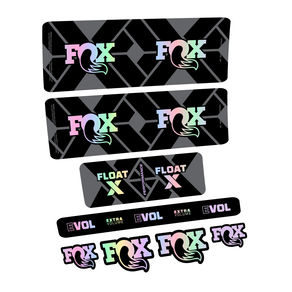 Compatible Stickers for Fox Float X Performance 2027, Shock Absorber vinyl decals - Hollographic