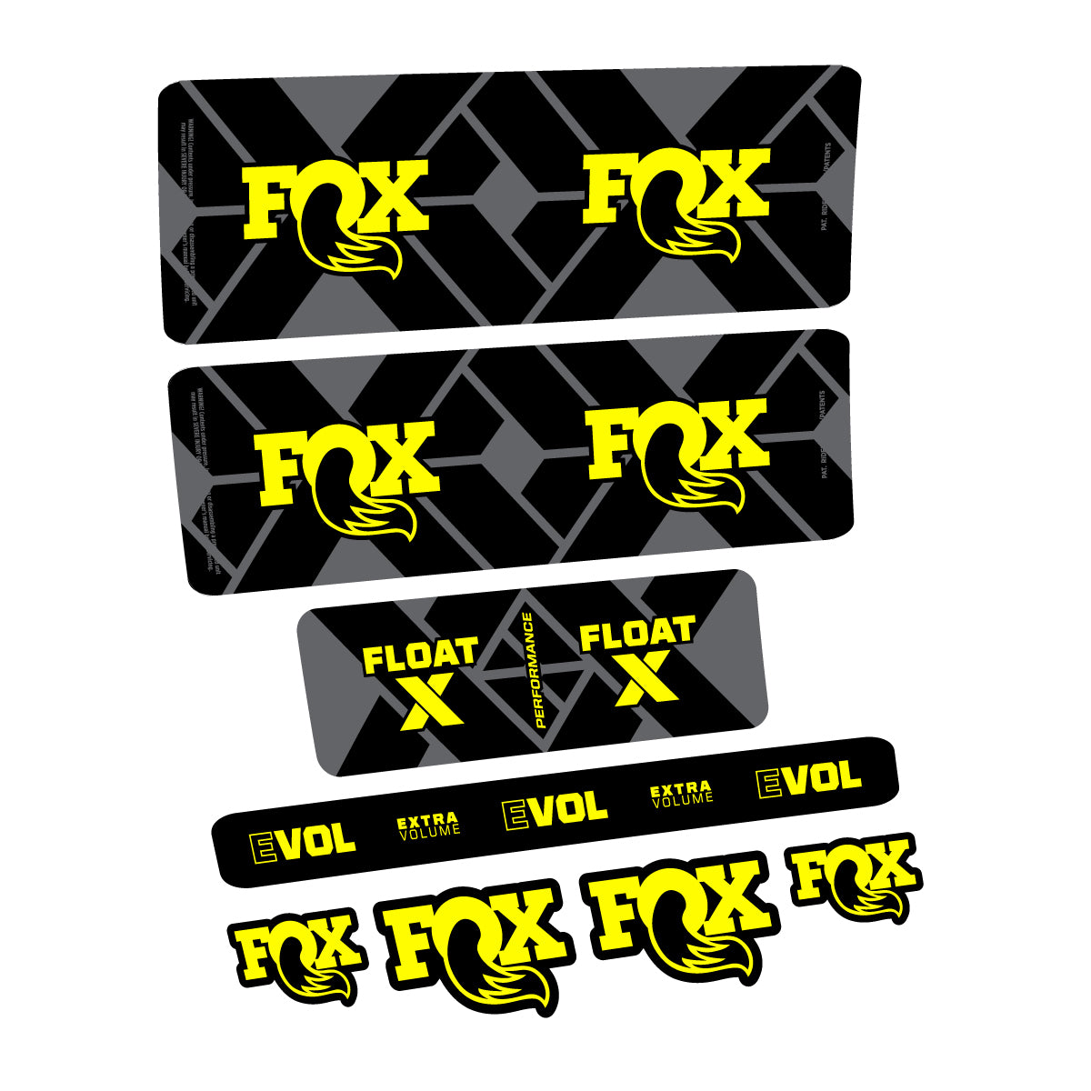 Compatible Stickers for Fox Float X Performance 2027, Shock Absorber vinyl decals - Lemon Yellow
