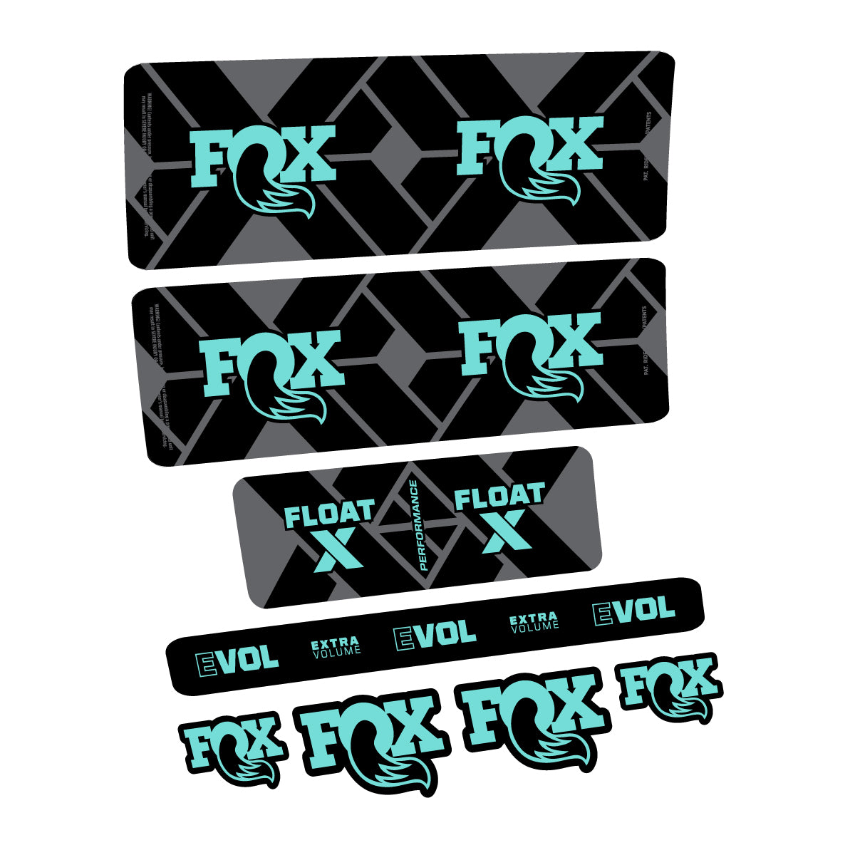 Compatible Stickers for Fox Float X Performance 2027, Shock Absorber vinyl decals - Blue Green
