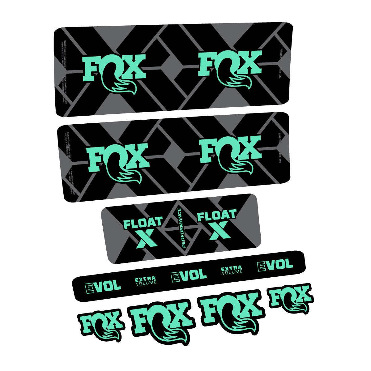 Compatible Stickers for Fox Float X Performance 2027, Shock Absorber vinyl decals - Mint