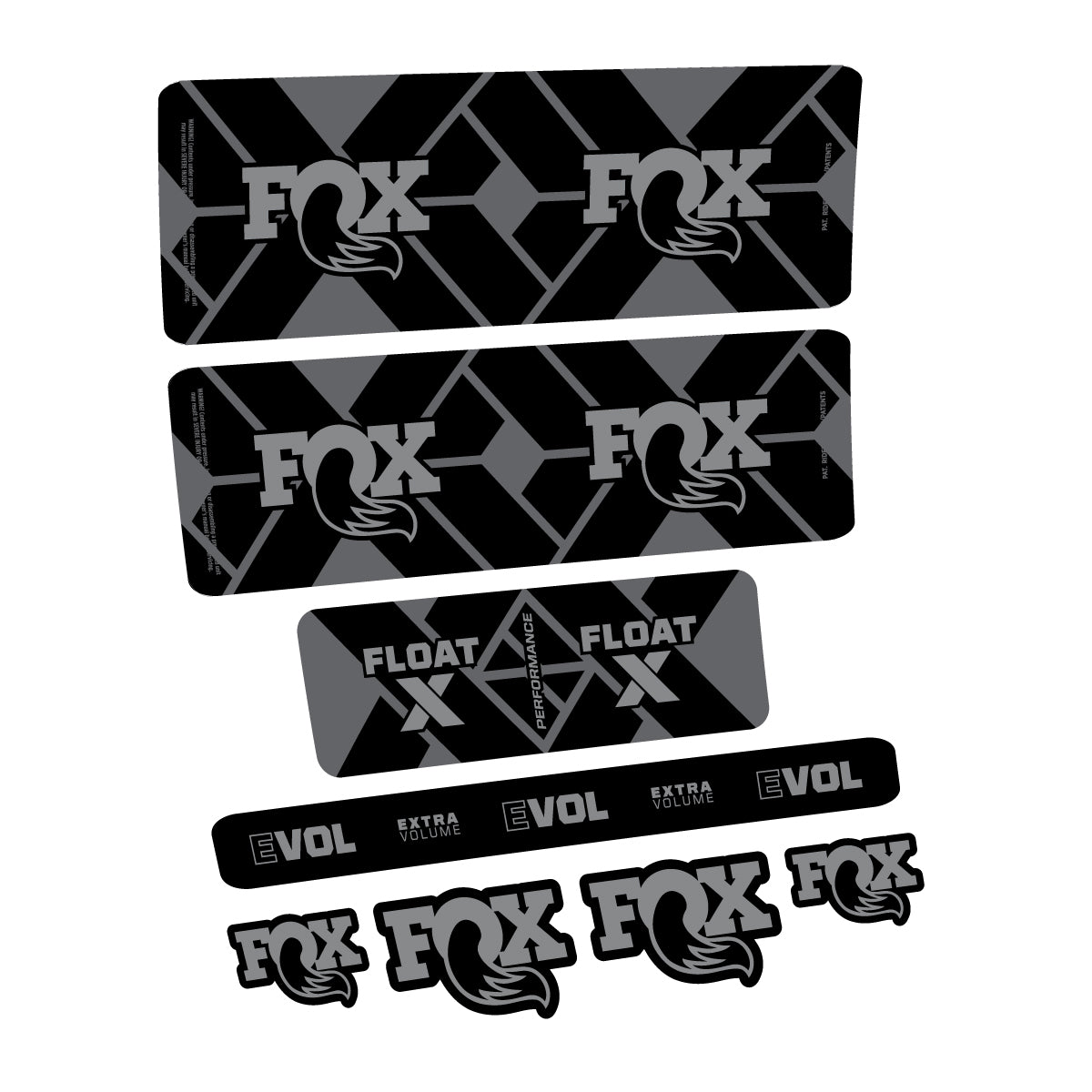 Compatible Stickers for Fox Float X Performance 2027, Shock Absorber vinyl decals - Traffic Grey