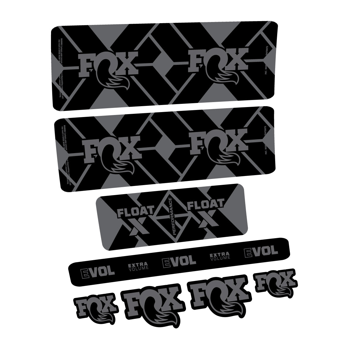 Compatible Stickers for Fox Float X Performance 2027, Shock Absorber vinyl decals - Medium Grey