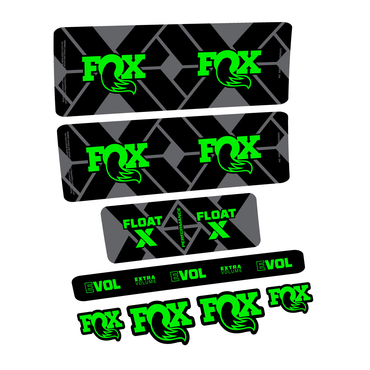 Compatible Stickers for Fox Float X Performance 2027, Shock Absorber vinyl decals - Neon Green