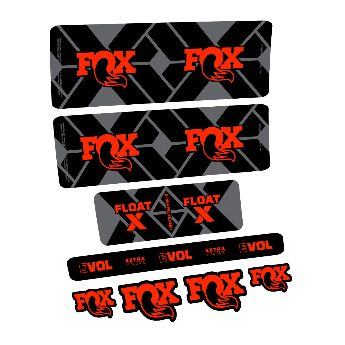 Compatible Stickers for Fox Float X Performance 2027, Shock Absorber vinyl decals - Neon Red
