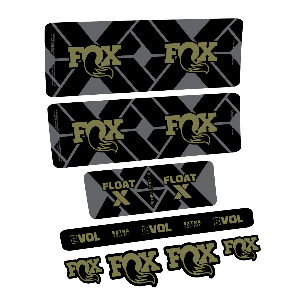 Compatible Stickers for Fox Float X Performance 2027, Shock Absorber vinyl decals - Khaki