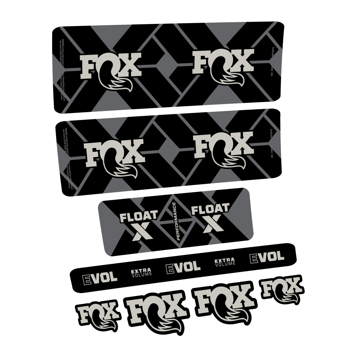 Compatible Stickers for Fox Float X Performance 2027, Shock Absorber vinyl decals - Light Grey