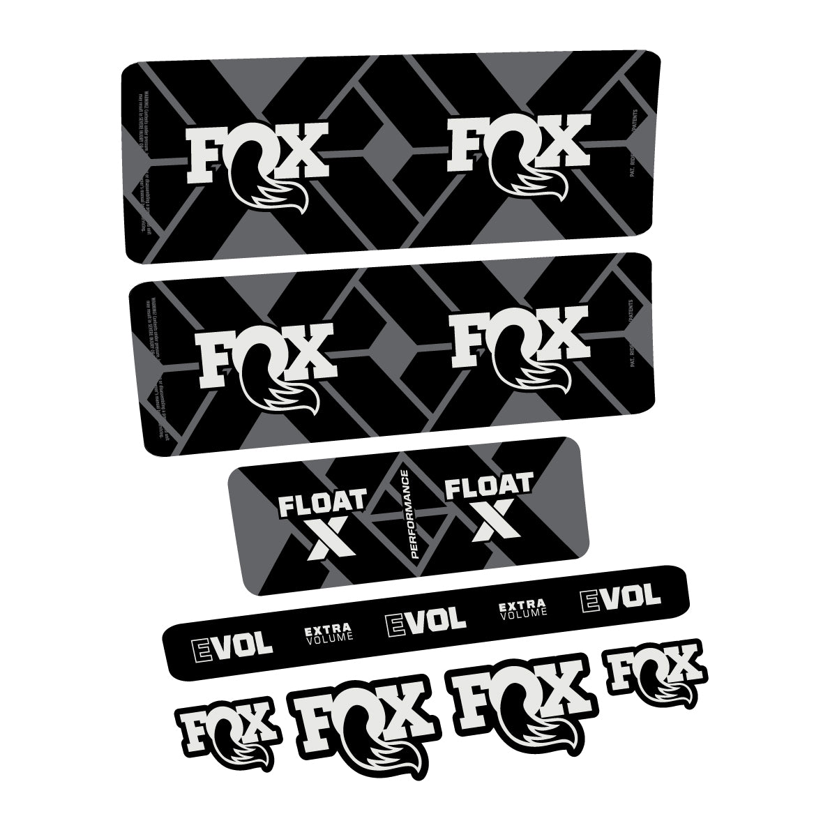 Compatible Stickers for Fox Float X Performance 2027, Shock Absorber vinyl decals - Pearl Grey