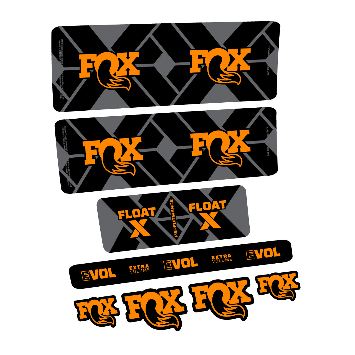 Compatible Stickers for Fox Float X Performance 2027, Shock Absorber vinyl decals - Saffron Yellow