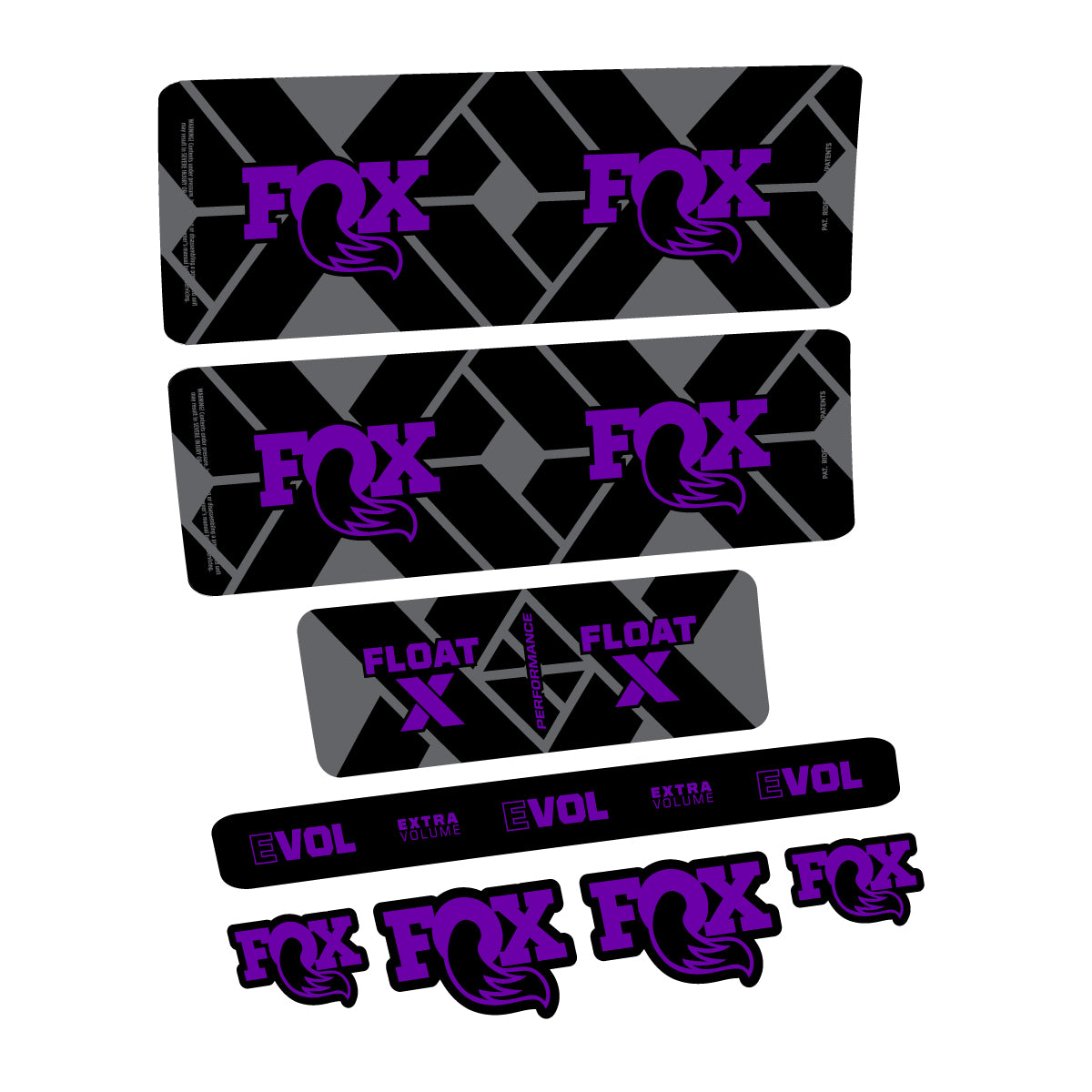 Compatible Stickers for Fox Float X Performance 2027, Shock Absorber vinyl decals - Violet