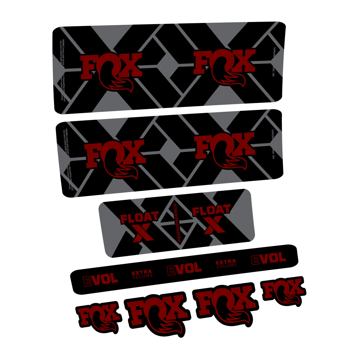 Compatible Stickers for Fox Float X Performance 2027, Shock Absorber vinyl decals - Very Dark Red