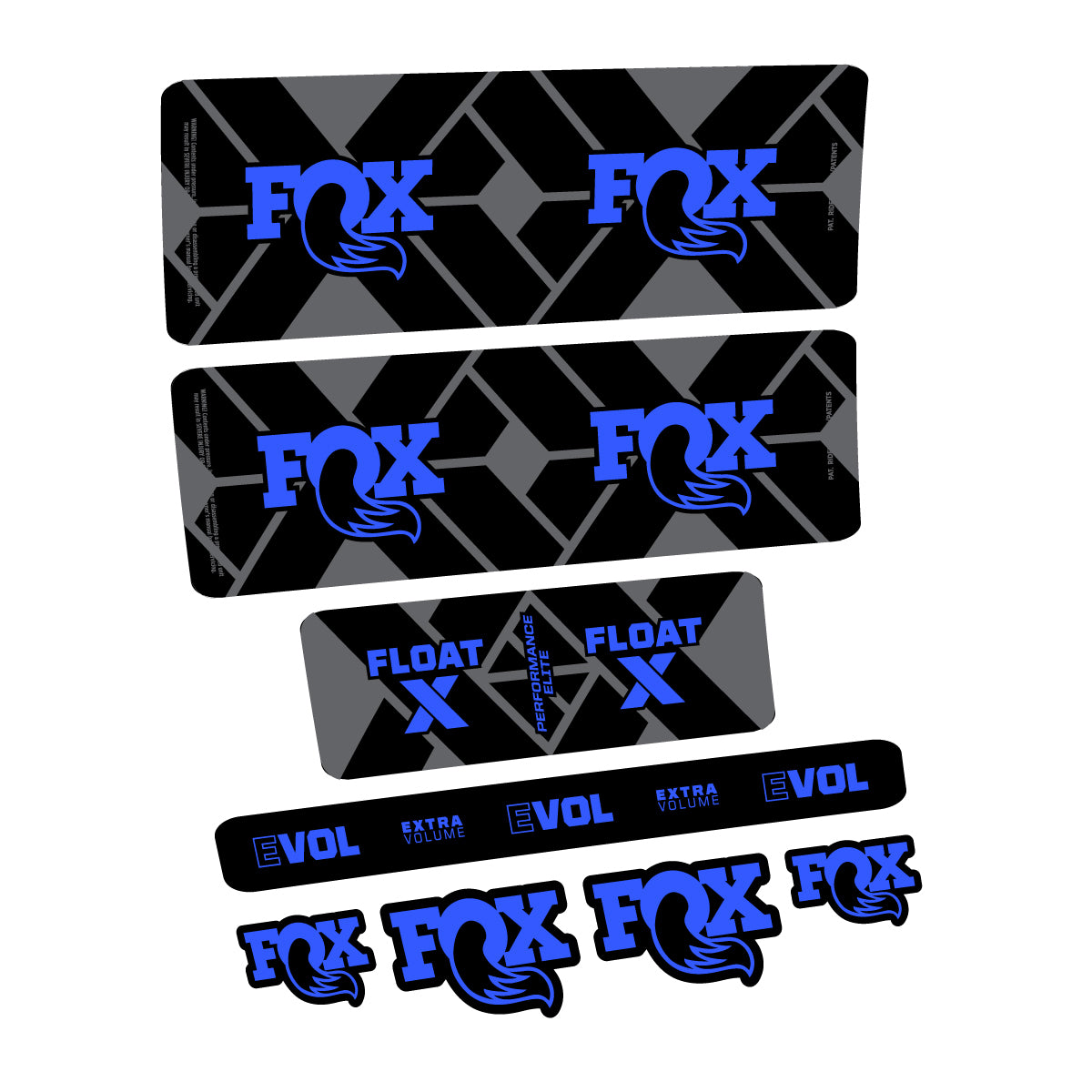 Compatible Stickers for Fox Float X Performance Elite 2027, Shock Absorber vinyl decals - Medium Blue