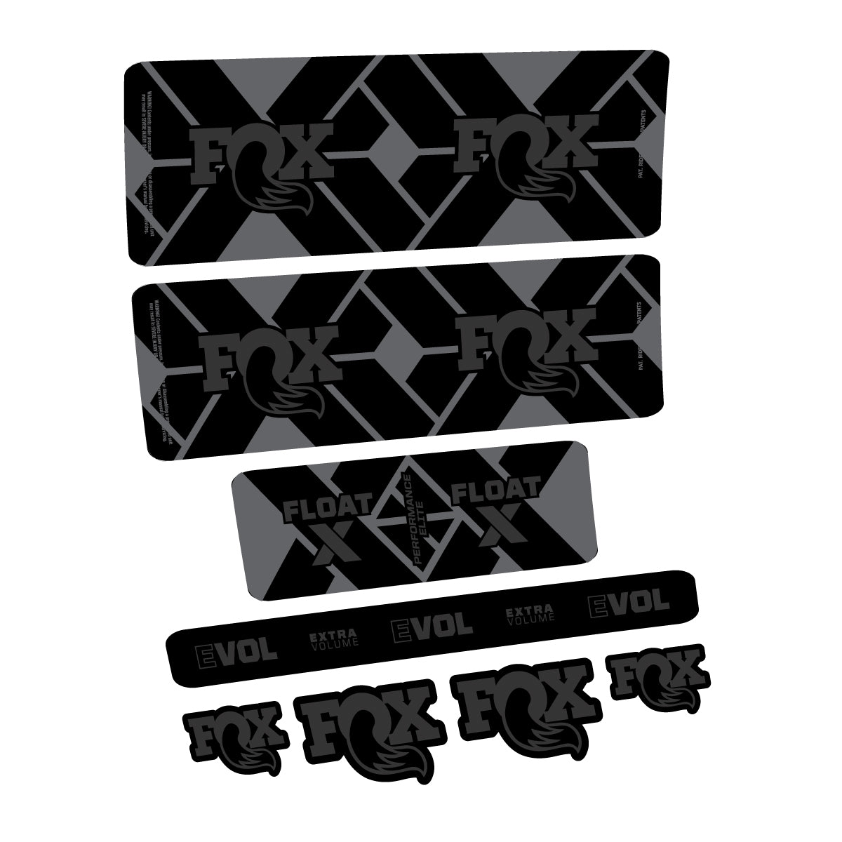 Compatible Stickers for Fox Float X Performance Elite 2027, Shock Absorber vinyl decals - Very Dark Grey