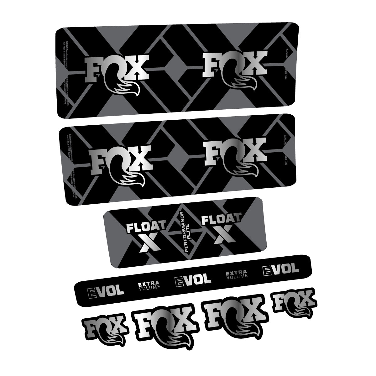 Compatible Stickers for Fox Float X Performance Elite 2027, Shock Absorber vinyl decals - Chrome Silver
