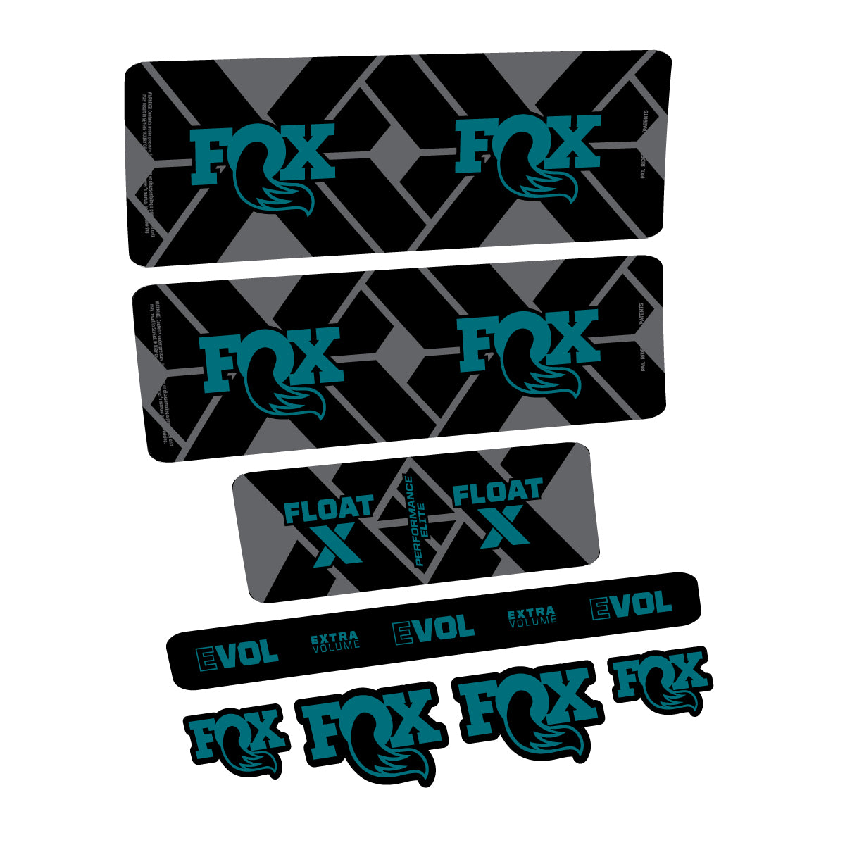 Compatible Stickers for Fox Float X Performance Elite 2027, Shock Absorber vinyl decals - Dark Turquoise